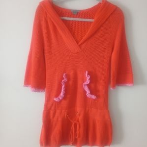 Armani Exchange Women's Crochet Hooded Drawstring Waist Tunic